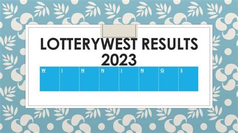 lotterywest results wa